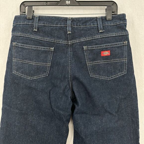 Dickies Flannel Lined Jeans Women 8 Relaxed Fit Straight Blue Denim Plaid Hemmed - Picture 6 of 12